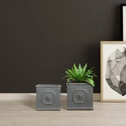 KANTE 12.5" and 10.2"H Square Antique Gray Lightweight Classic English Style Lion Head Planter (Set of 2) Outdoor/Indoor -Vigoro Platers Store antique gray kante plant pots rf0172ab c80451 1f 1000