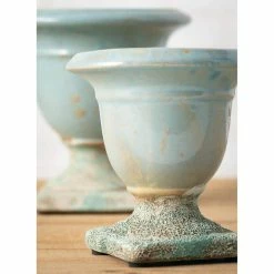 SULLIVANS Aqua Ceramic Urns (Set of 2) -Vigoro Platers Store aqua sullivans plant pots cm2891 4f 1000