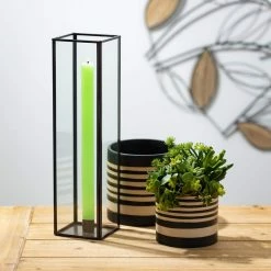 SULLIVANS Black and Brown Striped Ceramic Planter (Set of 2) 8 SULLIVANS Black and Brown Striped Ceramic Planter (Set of 2) -Vigoro Platers Store black and brown striped sullivans plant pots pr2715 4f 1000