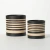 SULLIVANS Black and Brown Striped Ceramic Planter (Set of 2) -Vigoro Platers Store black and brown striped sullivans plant pots pr2715 64 1000