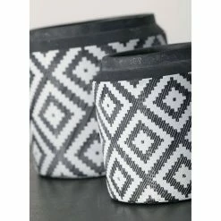 SULLIVANS Black Cement Flower Pots (Set of 2) -Vigoro Platers Store black sullivans plant pots cmt1174 1f 1000