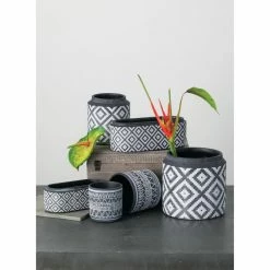 SULLIVANS Black Cement Flower Pots (Set of 2) -Vigoro Platers Store black sullivans plant pots cmt1174 4f 1000