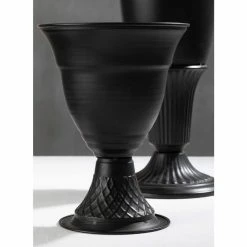 SULLIVANS Metal Black Urns (Set of 2) -Vigoro Platers Store black sullivans urn planters met1687 1f 1000