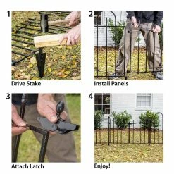 Vigoro Westbrook 36 in. x 48 in. Black Steel Fence Panel (4-Pack) -Vigoro Platers Store black vigoro garden fencing 860329 4pk d4 1000