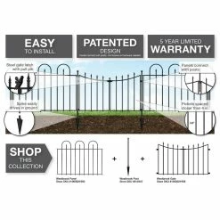 Vigoro Westbrook 36 in. x 48 in. Black Steel Fence Panel -Vigoro Platers Store black vigoro garden fencing 860329 76 1000