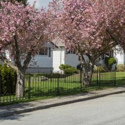 Vigoro Beaumont 40.4 in. H x 49.6 in. W Black Steel 3-Rail Fence Panel -Vigoro Platers Store black vigoro garden fencing 860336 44 1000