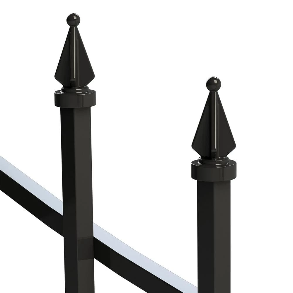 Vigoro Beaumont 40.4 in. H x 49.6 in. W Black Steel 3-Rail Fence Panel (4-Pack) 6 Vigoro Beaumont 40.4 in. H x 49.6 in. W Black Steel 3-Rail Fence Panel (4-Pack) - Image 4