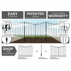 Vigoro Beaumont 40.4 in. H x 49.6 in. W Black Steel 3-Rail Fence Panel (4-Pack) 22 Vigoro Beaumont 40.4 in. H x 49.6 in. W Black Steel 3-Rail Fence Panel (4-Pack) -Vigoro Platers Store black vigoro garden fencing 860336 4pk 4f 1000