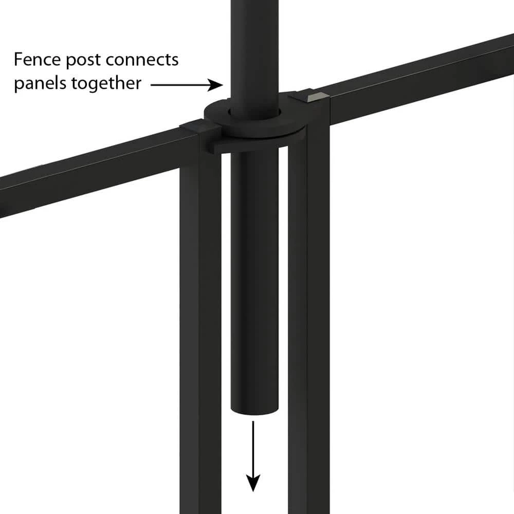 Vigoro Beaumont 40.4 in. H x 49.6 in. W Black Steel 3-Rail Fence Panel (4-Pack) 8 Vigoro Beaumont 40.4 in. H x 49.6 in. W Black Steel 3-Rail Fence Panel (4-Pack) - Image 6