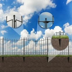 Vigoro Beaumont No Dig 40.4 in. H x 53.7 in. W Black Steel Decorative Fence Gate -Vigoro Platers Store black vigoro garden fencing 860343 1f 1000