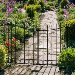 Vigoro Beaumont No Dig 40.4 in. H x 53.7 in. W Black Steel Decorative Fence Gate -Vigoro Platers Store black vigoro garden fencing 860343 44 1000