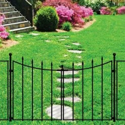 Vigoro Empire/Westbrook 28 in. Black Steel Decorative Fence Gate -Vigoro Platers Store black vigoro garden fencing 860350 c3 1000