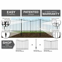 Vigoro Beaumont 53.3 in. x 3 in. x 3 in. Black Steel Fence Post and Stake -Vigoro Platers Store black vigoro garden fencing 860367 1f 1000