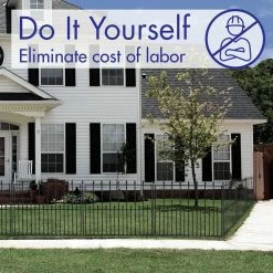 Vigoro Empire 30 in. x 36 in. Black Steel 3-Rail Fence Panel (4-Pack) -Vigoro Platers Store black vigoro garden fencing 860374 4pk fa 1000