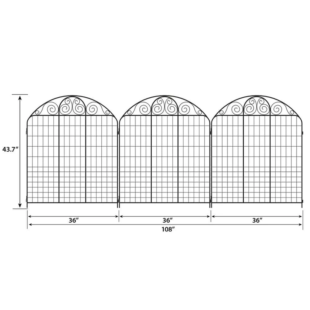 Vigoro Rockdale 43.8 in. Black Steel Fence Panel (3-Pack) 5 Vigoro Rockdale 43.8 in. Black Steel Fence Panel (3-Pack) - Image 3