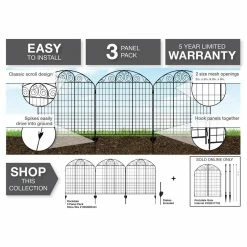 Vigoro Rockdale 43.8 in. Black Steel Fence Panel (6-Pack) -Vigoro Platers Store black vigoro garden fencing 860404 6pk a0 1000