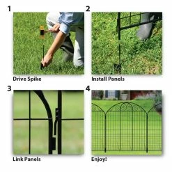 Vigoro Rockdale 43.8 in. Black Steel Fence Panel (3-Pack) 19 Vigoro Rockdale 43.8 in. Black Steel Fence Panel (3-Pack) -Vigoro Platers Store black vigoro garden fencing 860404 77 1000