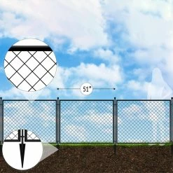 Vigoro 37.3 in. H x 51 in. W Steel Diamond Mesh Garden Fence Panel -Vigoro Platers Store black vigoro garden fencing 860640 66 1000