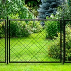 Vigoro 37.3 in. H x 51 in. W Steel Diamond Mesh Garden Fence Panel -Vigoro Platers Store black vigoro garden fencing 860640 76 1000