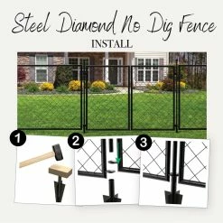 Vigoro 37.3 in. H x 50.2 in. W Steel Diamond Mesh Garden Fence Gate -Vigoro Platers Store black vigoro garden fencing 860657 fa 1000