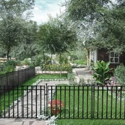 Vigoro 37.2 in. H x 42.87 in. W Steel 3-Rail Garden Fence Panel -Vigoro Platers Store black vigoro garden fencing 860701 44 1000