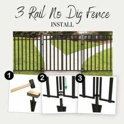 Vigoro 37.2 in. H x 55.7 in. W Steel 3-Rail Garden Fence Gate -Vigoro Platers Store black vigoro garden fencing 860718 76 1000