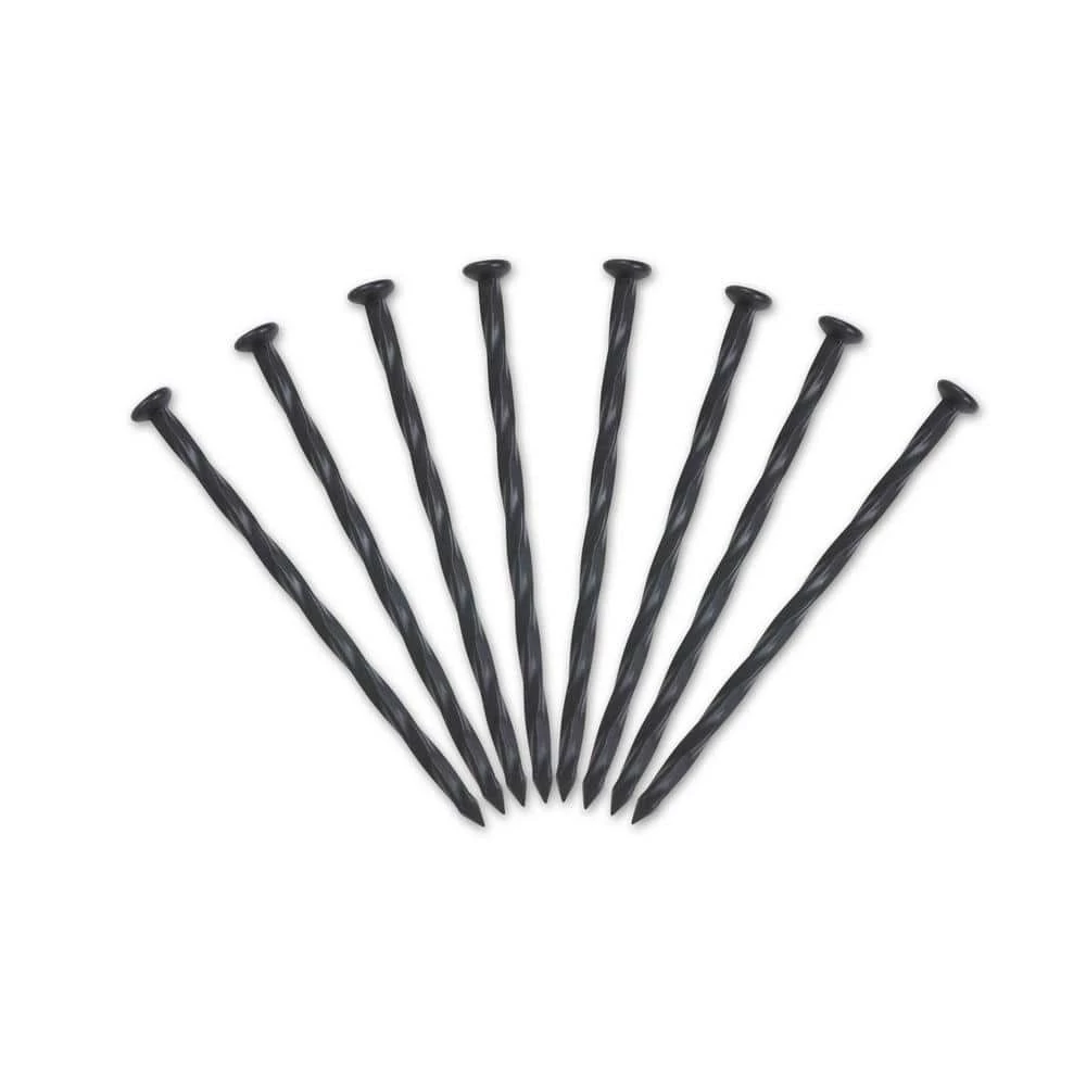 Vigoro 8 in. Black Plastic-Nylon Spiral Anchoring Spikes (8-Pack) 5 Vigoro 8 in. Black Plastic-Nylon Spiral Anchoring Spikes (8-Pack) - Image 3