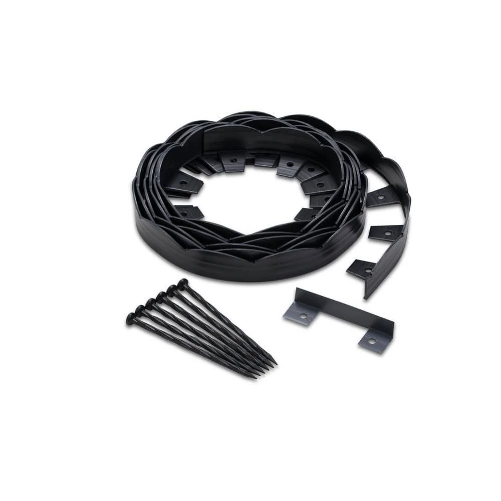 Vigoro 20 ft. x 2.25 in. Black Scalloped Polyethylene No-Dig Edging 3 Vigoro 20 ft. x 2.25 in. Black Scalloped Polyethylene No-Dig Edging