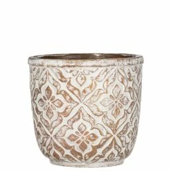 SULLIVANS Brown Cement Patterned Round Pot