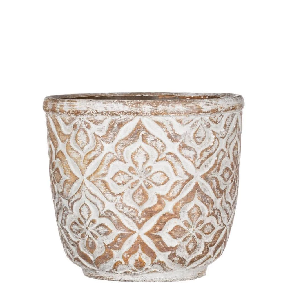 SULLIVANS Brown Cement Patterned Round Pot 3 SULLIVANS Brown Cement Patterned Round Pot