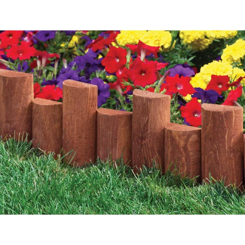 Vigoro 3 ft. Wooden Half-Log Edging 5 Vigoro 3 ft. Wooden Half-Log Edging - Image 3