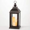 SULLIVANS 25 in. Lantern with 3 LED Pillar Candles -Vigoro Platers Store browns tans sullivans outdoor lanterns su65205ab 64 1000