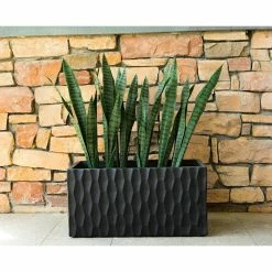 KANTE 31.5 in. L Rectangular Burnished Black Concrete/Fiberglass Indoor Outdoor Elegant Retro Planter -Vigoro Platers Store burnished black kante plant pots osf0203b c70221 4f 1000