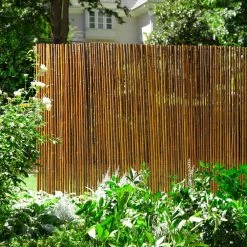 Vigoro 6 ft. x 8 ft. Caramel Brown Full Round Bamboo Fence -Vigoro Platers Store caramel brown vigoro garden fencing 4477411 4f 1000