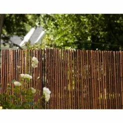 Vigoro 6 ft. x 8 ft. Caramel Brown Full Round Bamboo Fence -Vigoro Platers Store caramel brown vigoro garden fencing 4477411 c3 1000