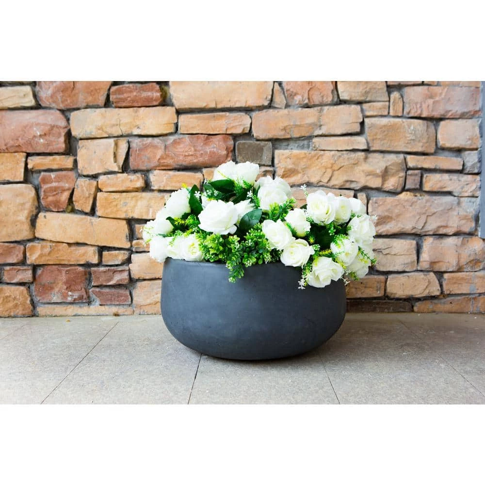 KANTE 16 in. W Round Charcoal Lightweight Concrete/Fiberglass Indoor Outdoor Elegant Bowl Planter 5 KANTE 16 in. W Round Charcoal Lightweight Concrete/Fiberglass Indoor Outdoor Elegant Bowl Planter - Image 3