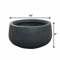 KANTE 16 in. W Round Charcoal Lightweight Concrete/Fiberglass Indoor Outdoor Elegant Bowl Planter 15 KANTE 16 in. W Round Charcoal Lightweight Concrete/Fiberglass Indoor Outdoor Elegant Bowl Planter -Vigoro Platers Store charcoal kante plant pots osc0051b c60121 76 1000