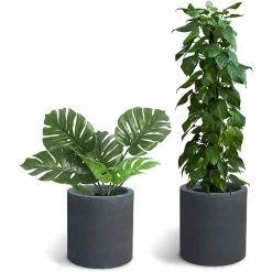 KANTE 15.8 in. x 12.9 in. and 9.8 in. W Round Charcoal Concrete/Fiberglass Indoor Outdoor Elegant Planters -Vigoro Platers Store charcoal kante plant pots osc0119abc c60121 4f 1000