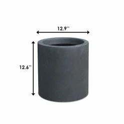 KANTE 12.9 in. W Round Charcoal Concrete/Fiberglass Indoor Outdoor Elegant Planter -Vigoro Platers Store charcoal kante plant pots osc0119b c60121 4f 1000