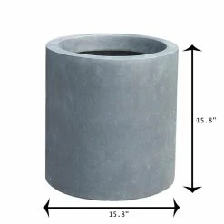 KANTE 15.8 in. W Round Charcoal Concrete/Fiberglass Indoor Outdoor Elegant Planter -Vigoro Platers Store charcoal kante plant pots osc0119c c60121 1f 1000