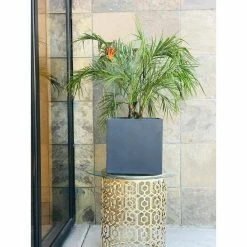 KANTE 12 in. H Square Charcoal Concrete/Fiberglass Indoor Outdoor Elegant Planter -Vigoro Platers Store charcoal kante plant pots osf0001b c60121 fa 1000