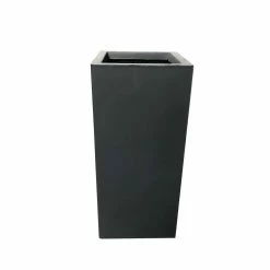 KANTE 20 in. H Square Charcoal Lightweight Concrete/Fiberglass Indoor Outdoor Elegant Tall Planter -Vigoro Platers Store charcoal kante plant pots osf0002a c60121 c3 1000