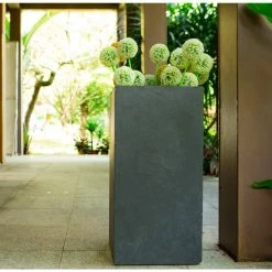 KANTE 24 in. H Square Charcoal Concrete/Fiberglass Indoor Outdoor Elegant Tall Planter -Vigoro Platers Store charcoal kante plant pots osf0002b c60121 d4 1000
