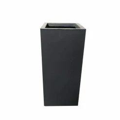 KANTE 28 in. H Square Charcoal Concrete/Fiberglass Indoor Outdoor Modern Tall Planter -Vigoro Platers Store charcoal kante plant pots osf0002c c60121 c3 1000