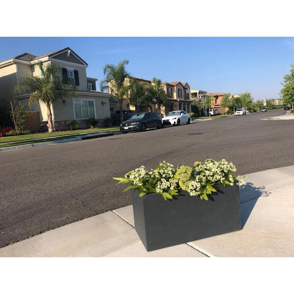 KANTE 23 in. L Rectangular Charcoal Concrete/Fiberglass Indoor Outdoor Elegant Planter 6 KANTE 23 in. L Rectangular Charcoal Concrete/Fiberglass Indoor Outdoor Elegant Planter - Image 4