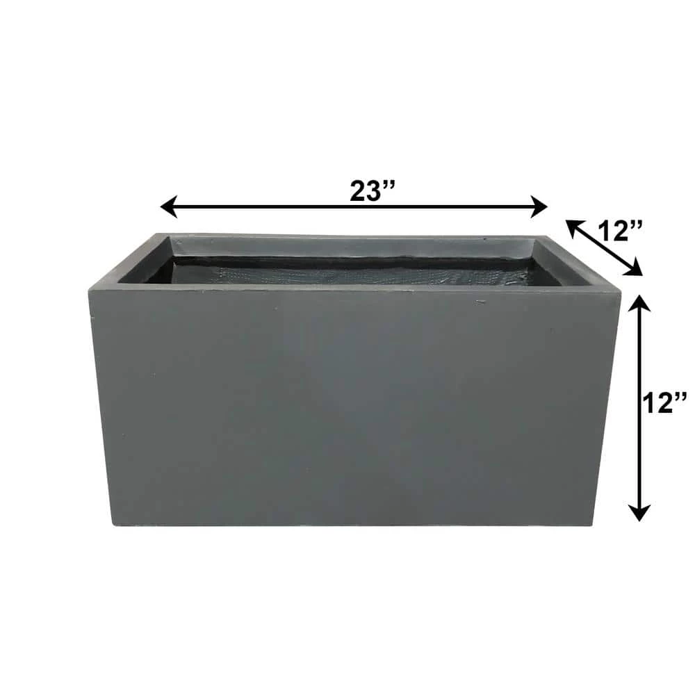 KANTE 23 in. L Rectangular Charcoal Concrete/Fiberglass Indoor Outdoor Elegant Planter 4 KANTE 23 in. L Rectangular Charcoal Concrete/Fiberglass Indoor Outdoor Elegant Planter - Image 2