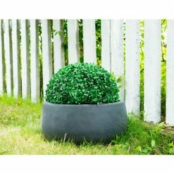 KANTE Medium 10 in. Tall Charcoal Lightweight Concrete Round Outdoor Bowl Planter -Vigoro Platers Store charcoal kante plant pots rc0051c c60121 1f 1000