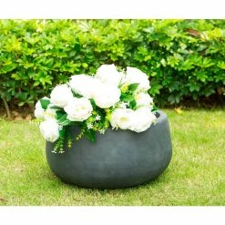 KANTE Medium 10 in. Tall Charcoal Lightweight Concrete Round Outdoor Bowl Planter -Vigoro Platers Store charcoal kante plant pots rc0051c c60121 c3 1000