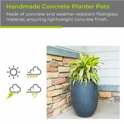 KANTE 21.7 in. Tall Charcoal Lightweight Concrete Round Outdoor Planter -Vigoro Platers Store charcoal kante plant pots rc0066a c60121 1f 1000