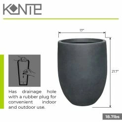 KANTE 21.7 in. Tall Charcoal Lightweight Concrete Round Outdoor Planter -Vigoro Platers Store charcoal kante plant pots rc0066a c60121 4f 1000
